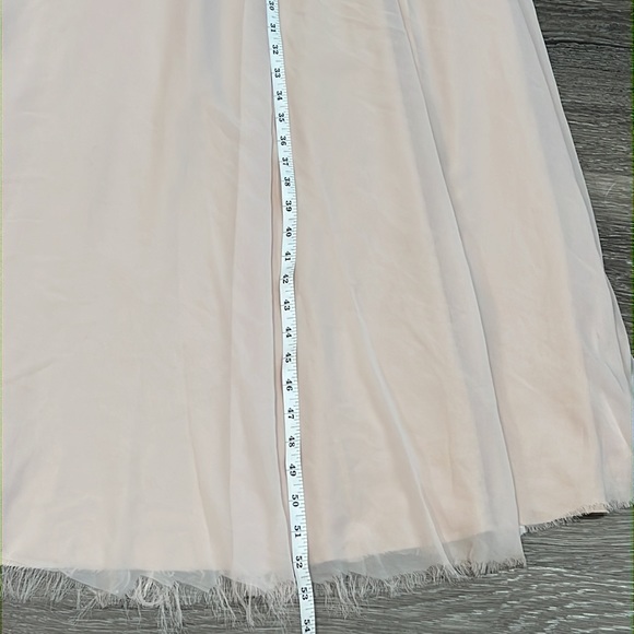 Ceremony by Joanna August Chiffon Satin Champagne Dusty Pink XS Dress - Picture 9 of 9